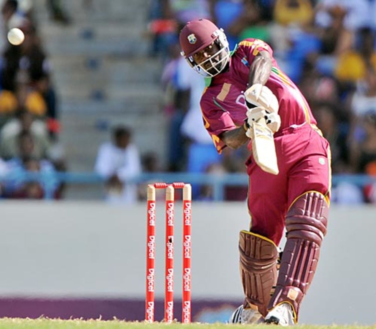 Dale Richards lofts during his half-century, West Indies v South Africa, 2nd ODI, Antigua, May 24, 2010