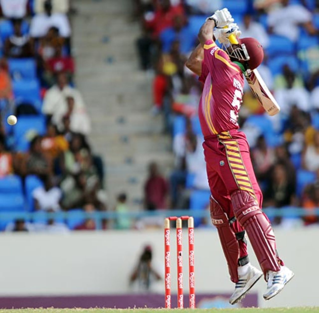 Kieron Pollard attempts to blaze over third man, West Indies v South Africa, 2nd ODI, Antigua, May 24, 2010