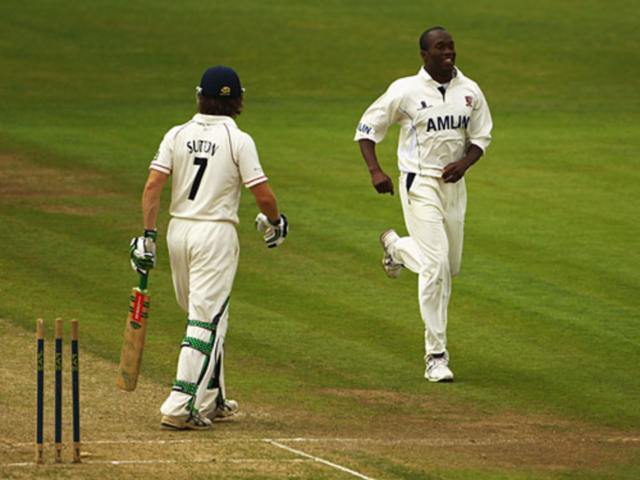 Maurice Chambers removed Luke Sutton early in Lancashire's innings, Lancashire v Essex, County Championship, Division One, Old Trafford, May 25, 2010