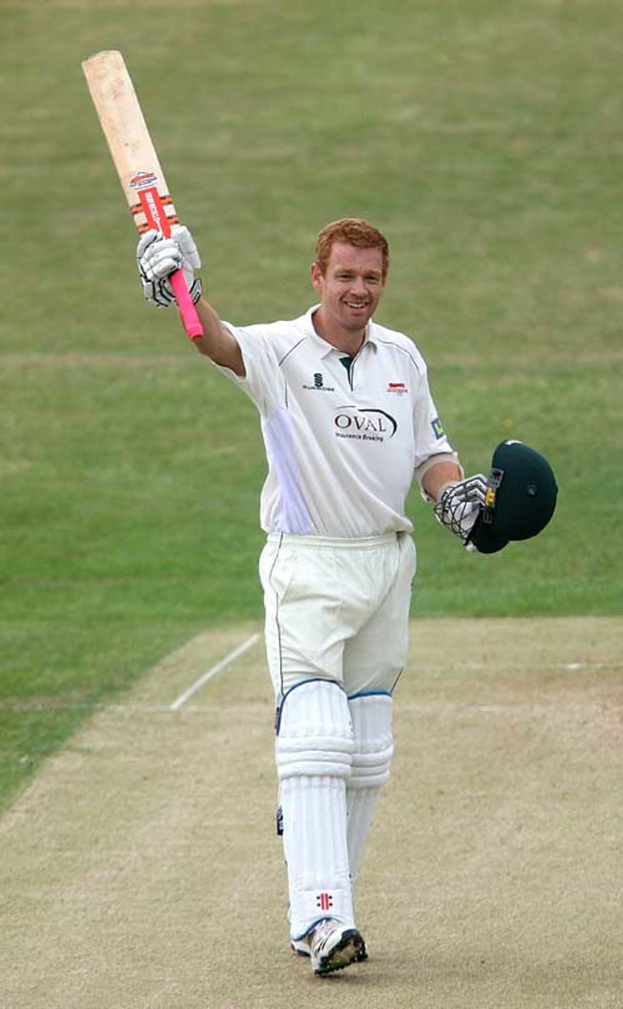 Andrew McDonald celebrates his first hundred for Leicestershire, Leicestershire v Glamorgan, County Championship, Division Two, Grace Road, May 25, 2010