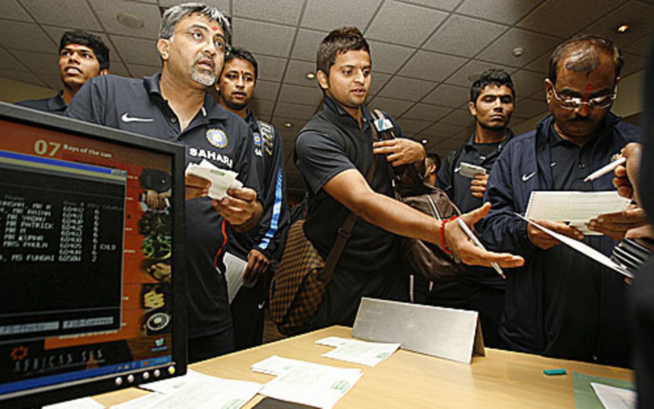 India players check into their hotel on arriving in Bulawayo, May 26, 2010