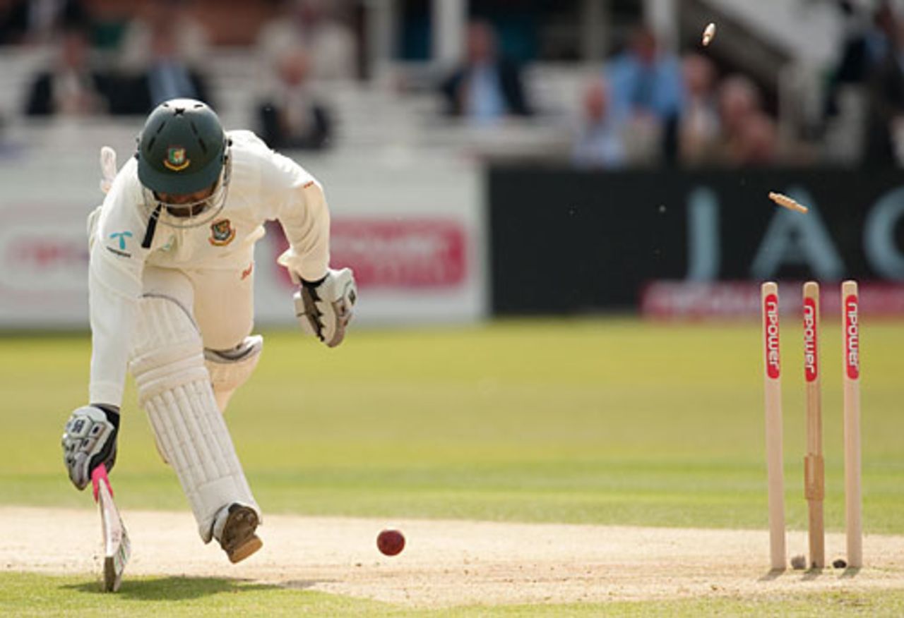 Tamim Iqbal was run out by Kevin Pietersen's direct hit, England v Bangladesh, 1st Test, Lord's, May 28, 2010