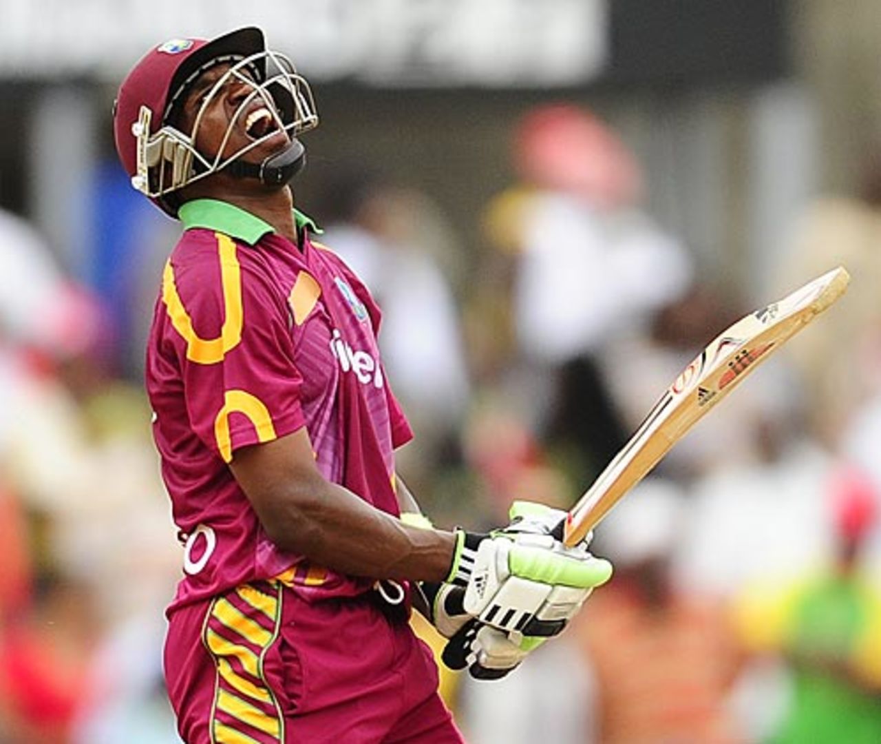 Dwayne Bravo is disappointed after his dismissal, West Indies v South Africa, 3rd ODI, Dominica, May 28, 2010