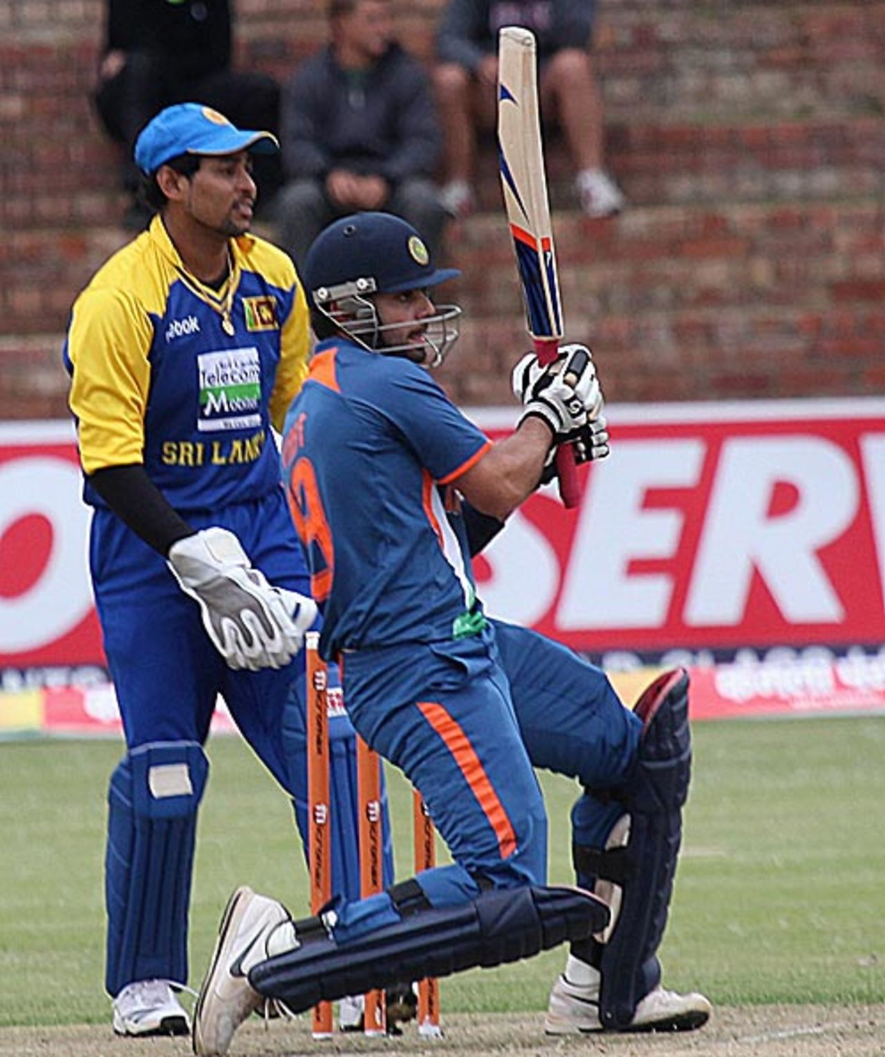 Virat Kohli pulls hard during his half-century, India v Sri Lanka, Tri-series, 2nd ODI, Bulawayo, May 30, 2010