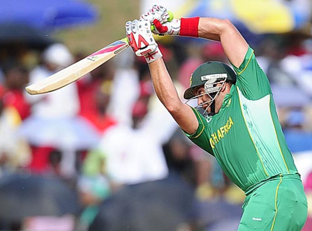Jacques Kallis drives during his half-century, West Indies v South Africa, 4th ODI, Dominica, May 30, 2010