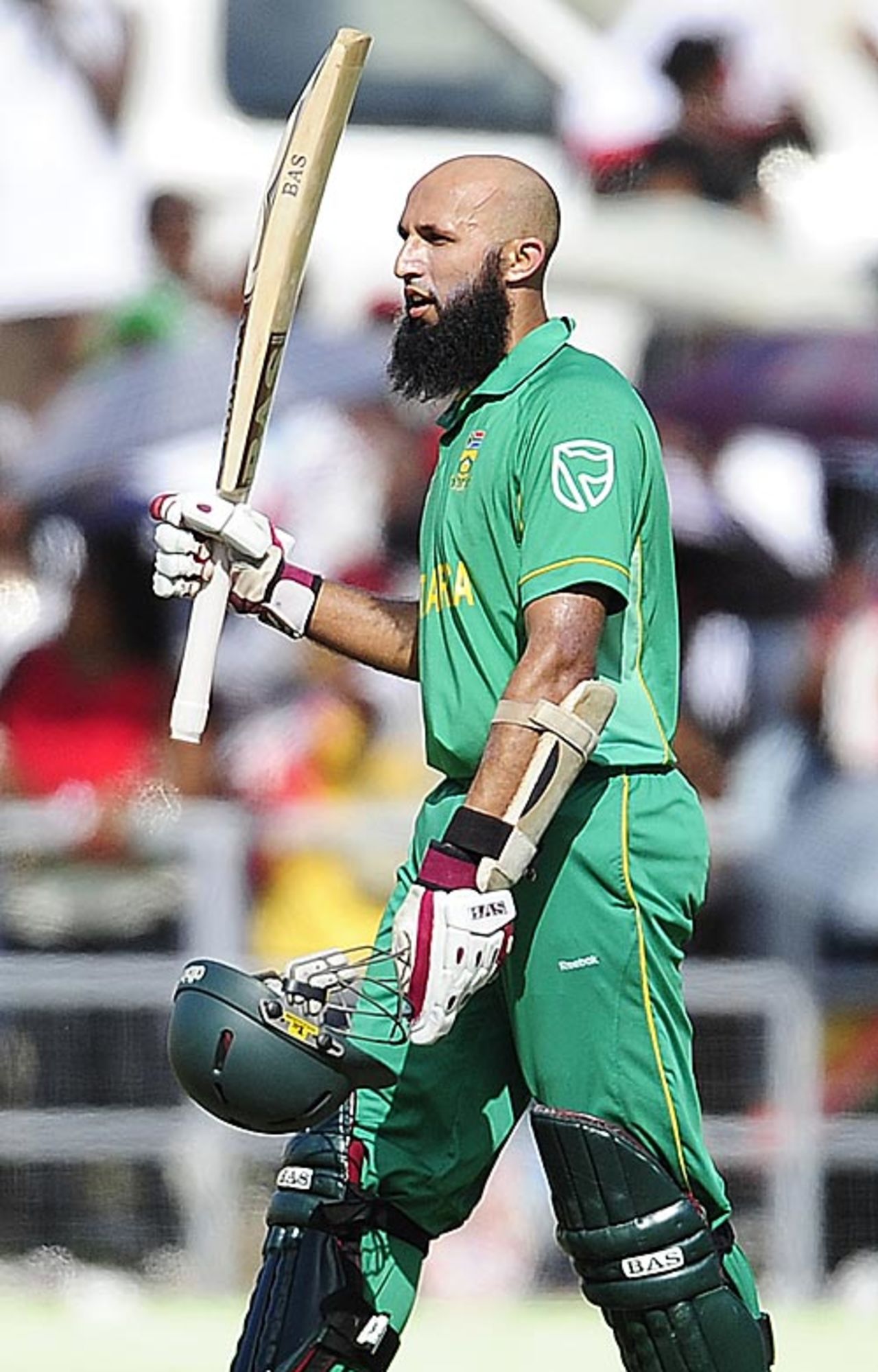 Hashim Amla celebrates his second century of the series, West Indies v South Africa, 4th ODI, Dominica, May 30, 2010