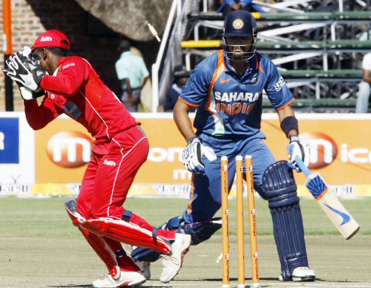 Tatenda Taibu stumps M Vijay off Greg Lamb, India v Zimbabwe, Tri-series, 4th ODI, Harare, June 3, 2010