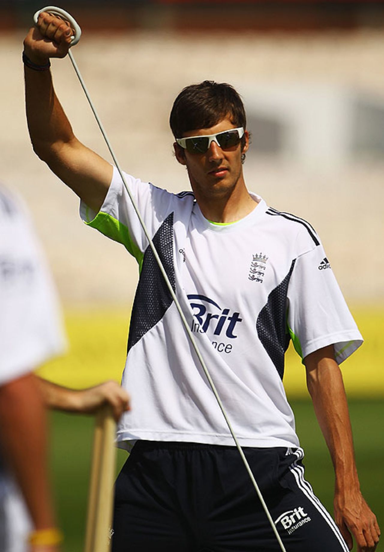 Steven Finn goes through his warm-up routine, England v Bangladesh, 2nd Test, Old Trafford, June 2, 2010