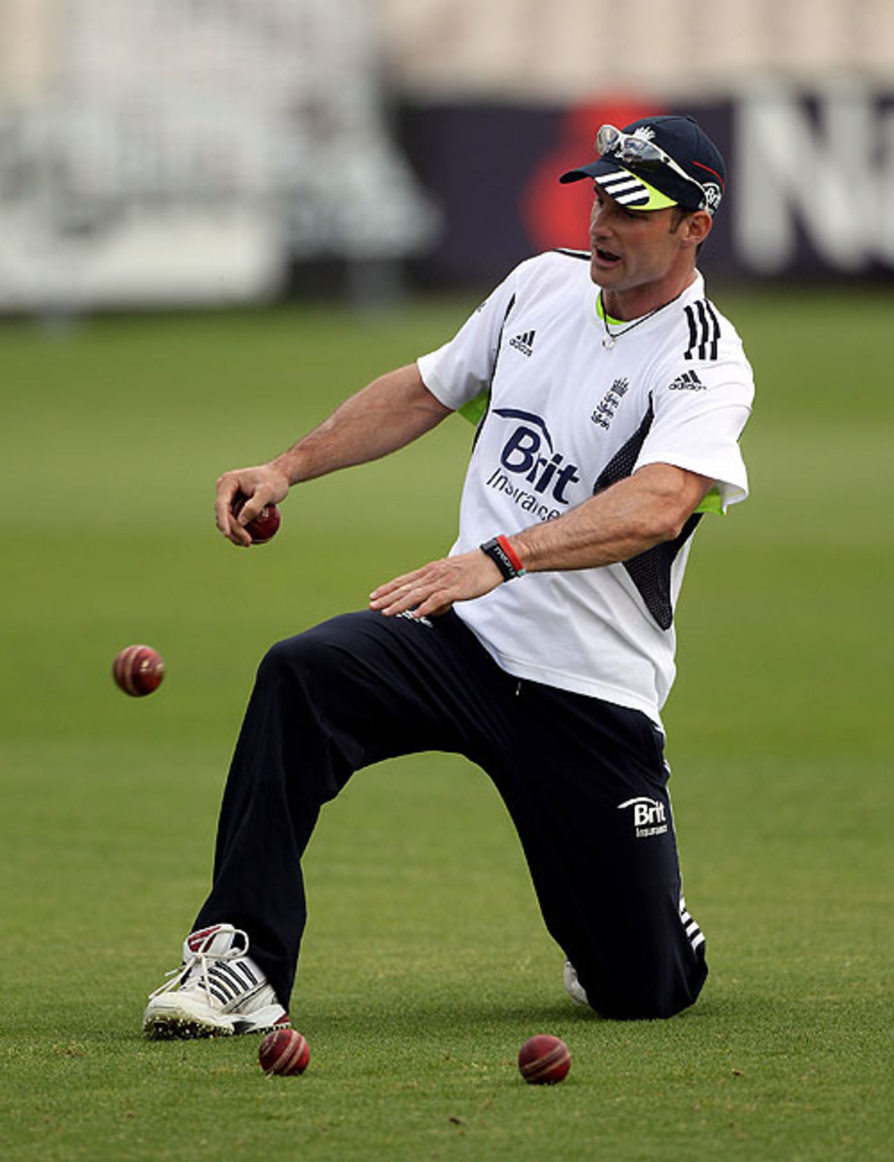 Andrew Strauss oversees slip-catching practice on the eve of the Old Trafford Test, England v Bangladesh, 2nd Test, Old Trafford, June 3, 2010