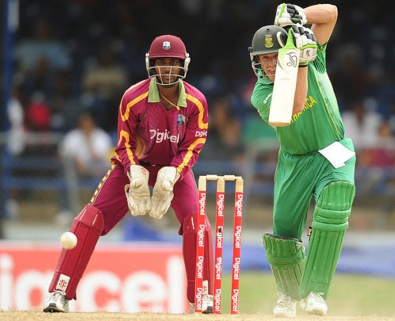 AB de Villiers drives through the off side, West Indies v South Africa, 5th ODI, Port of Spain, Trinidad, June 3, 2010