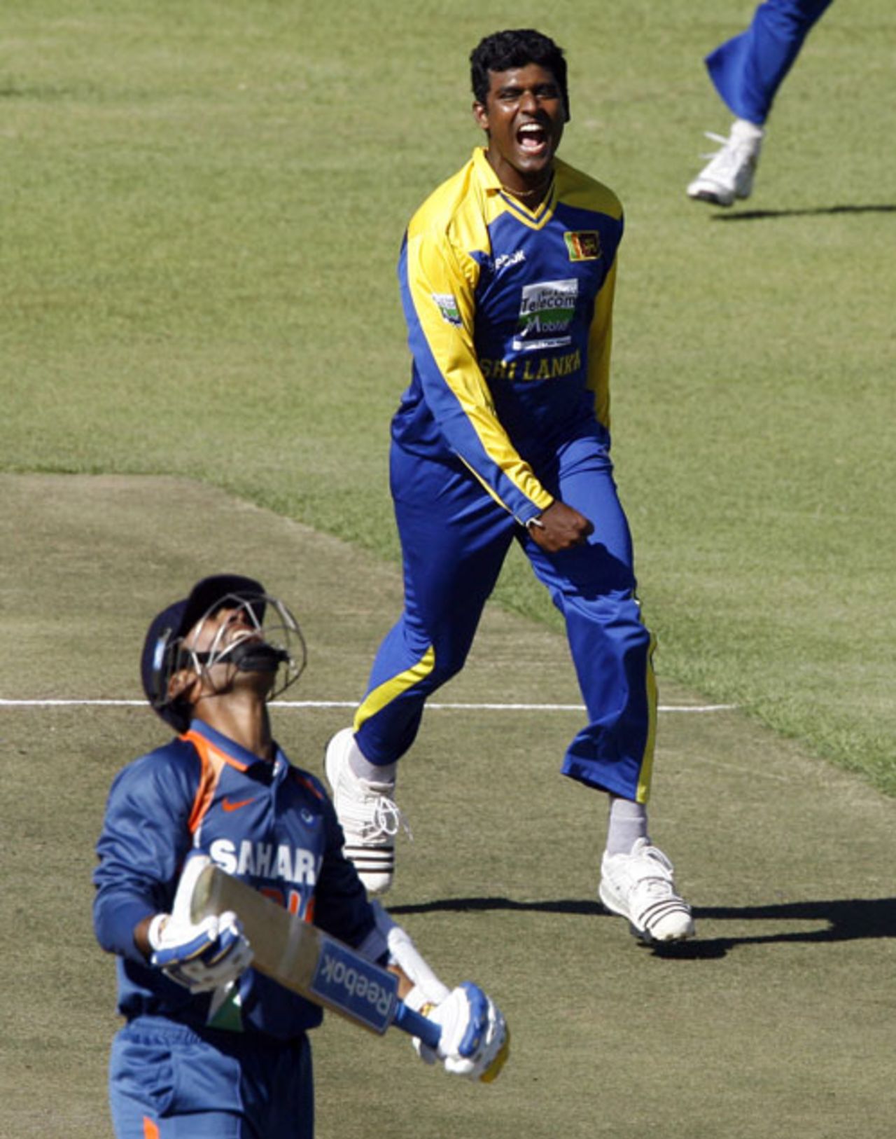 Thissara Perera sends back Dinesh Karthik, Sri Lanka v India, Tri-series, 5th ODI, Harare, June 5, 2010