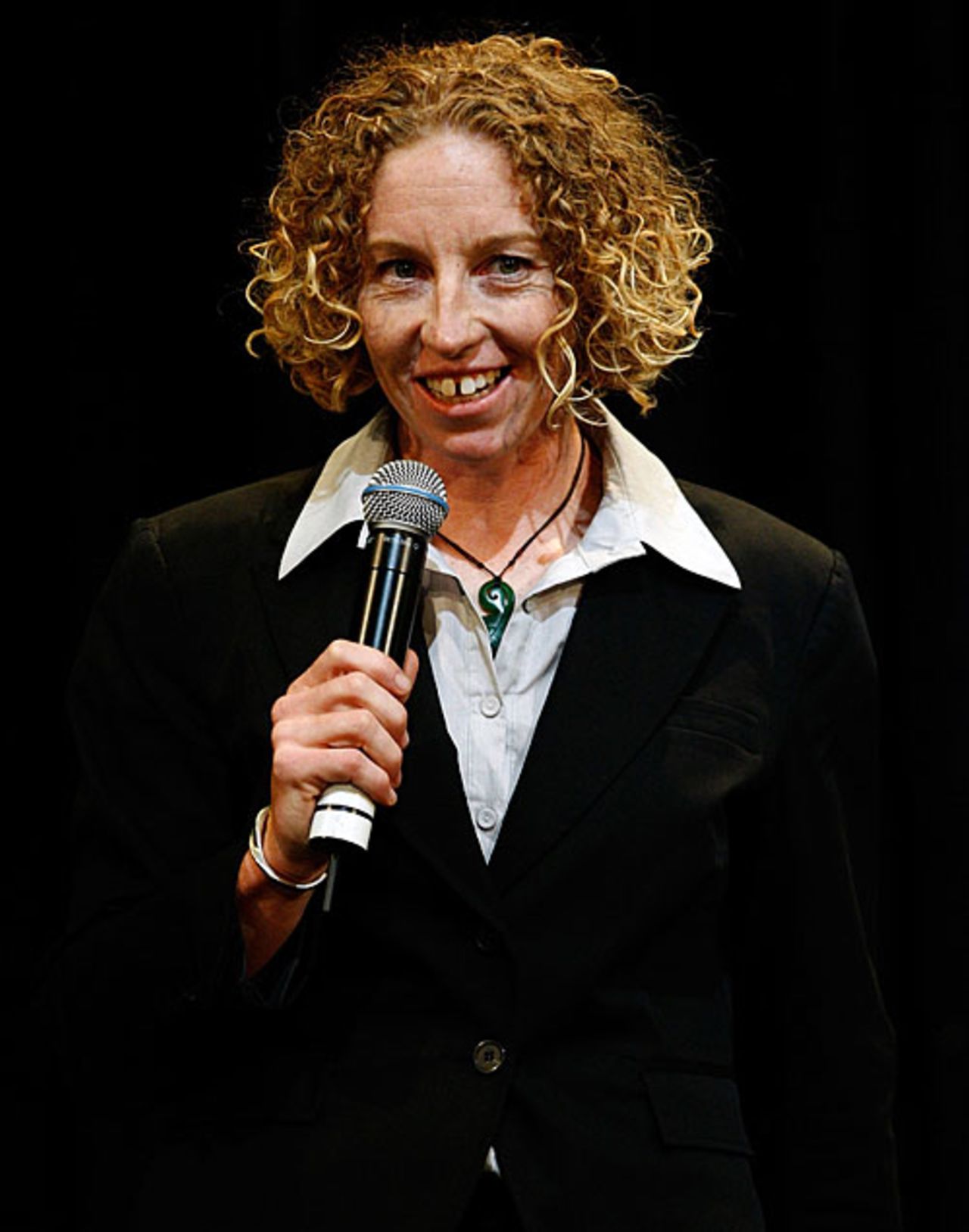 Haidee Tiffen talks during the World Cup 2009 welcome ceremony, Sydney, March 5, 2009