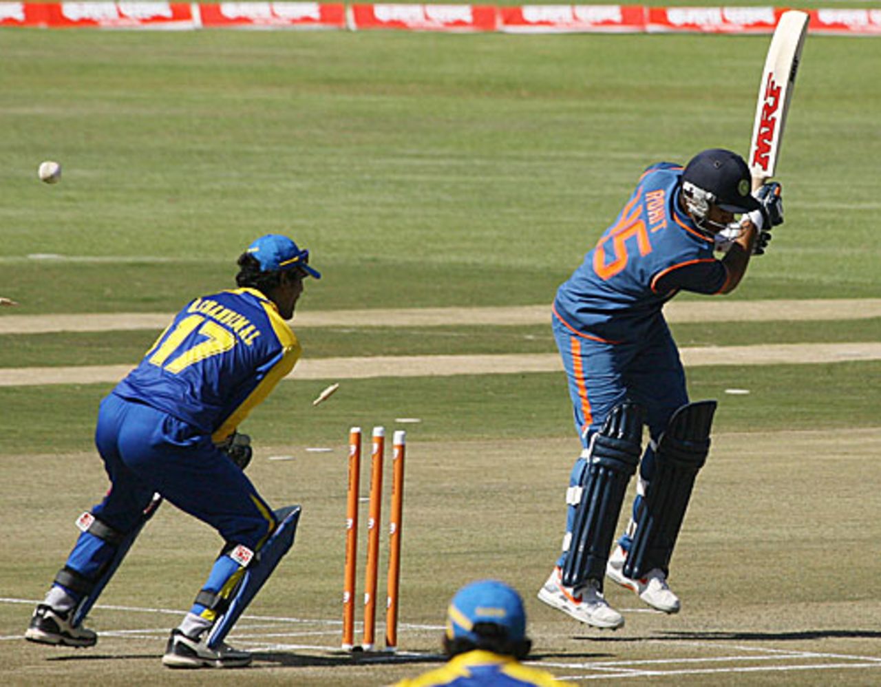 Rohit Sharma is bowled by Suraj Randiv, Sri Lanka v India, Tri-series, 5th ODI, Harare, June 5, 2010