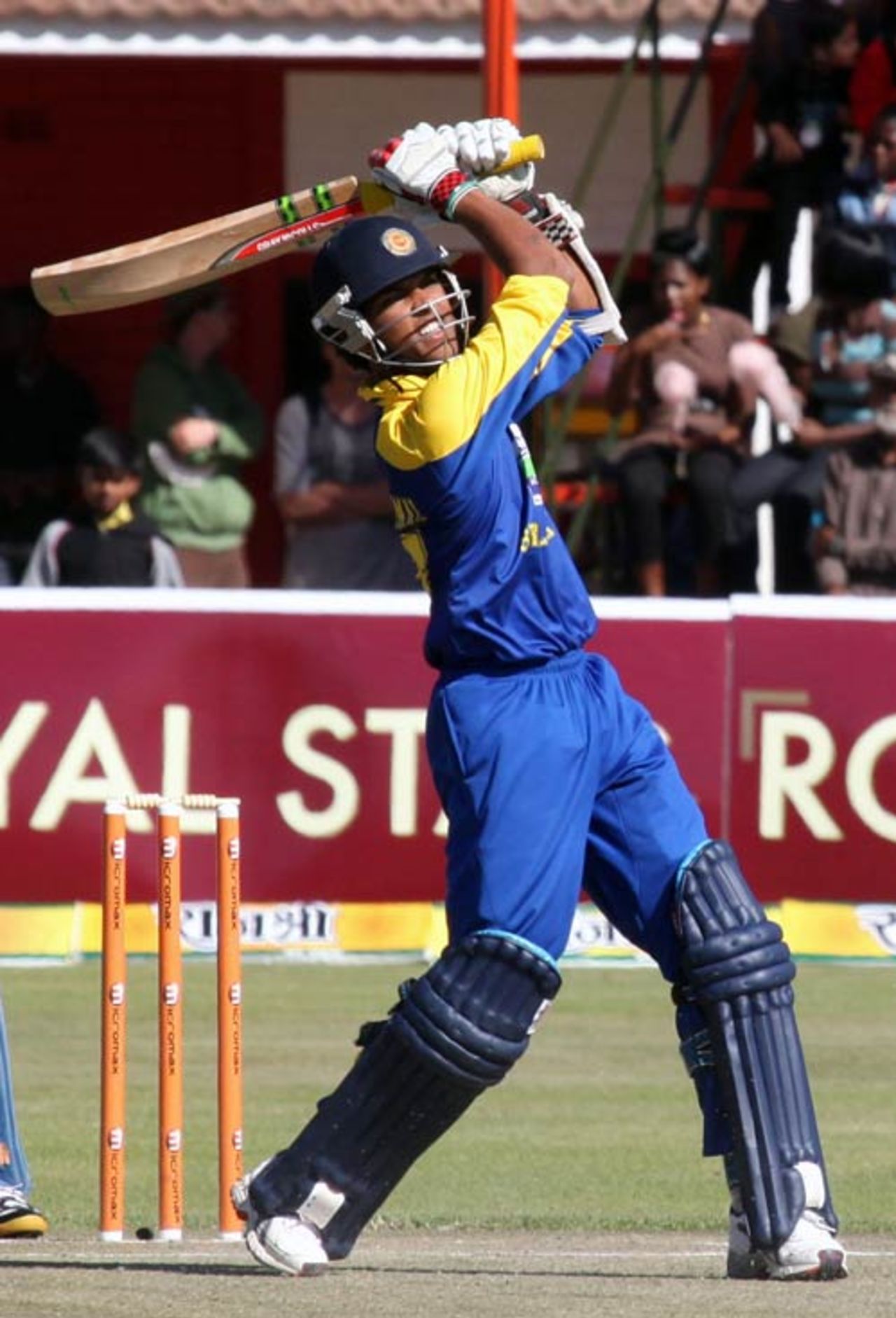 Dinesh Chandimal clobbers the ball over long-on, Sri Lanka v India, Tri-series, 5th ODI, Harare, June 5, 2010