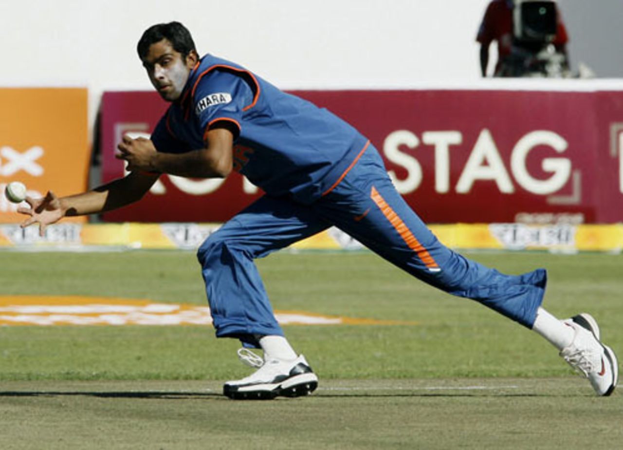 Debutant R Ashwin moves to field off his own bowling, Sri Lanka v India, Tri-series, 5th ODI, Harare, June 5, 2010