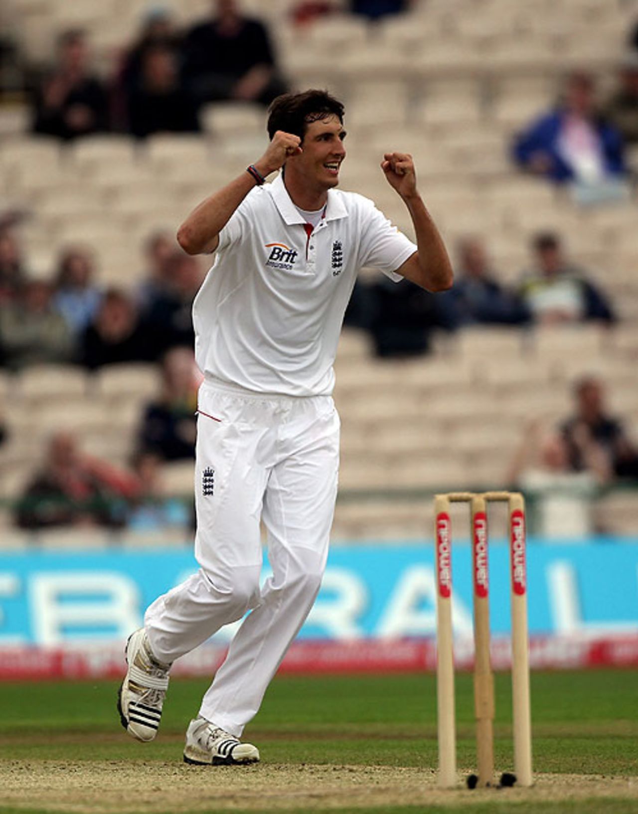 Steven Finn dismissed Imrul Kayes for the fourth consecutive innings, courtesy of a catch at deep square leg, England v Bangladesh, 2nd npower Test, Old Trafford, June 6, 2010