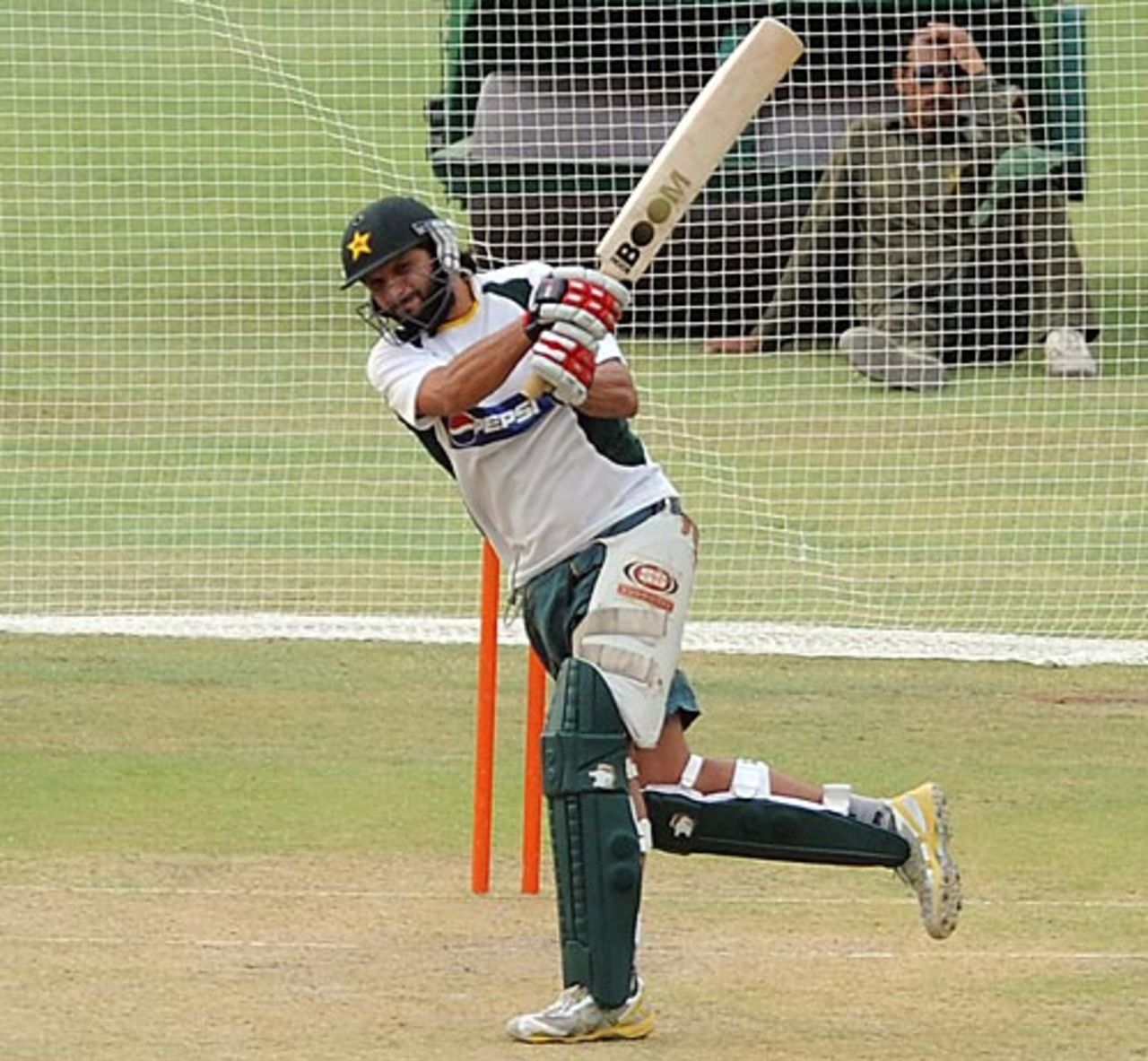 Shahid Afridi bats at the Gaddafi Stadium, Lahore, June 7, 2010