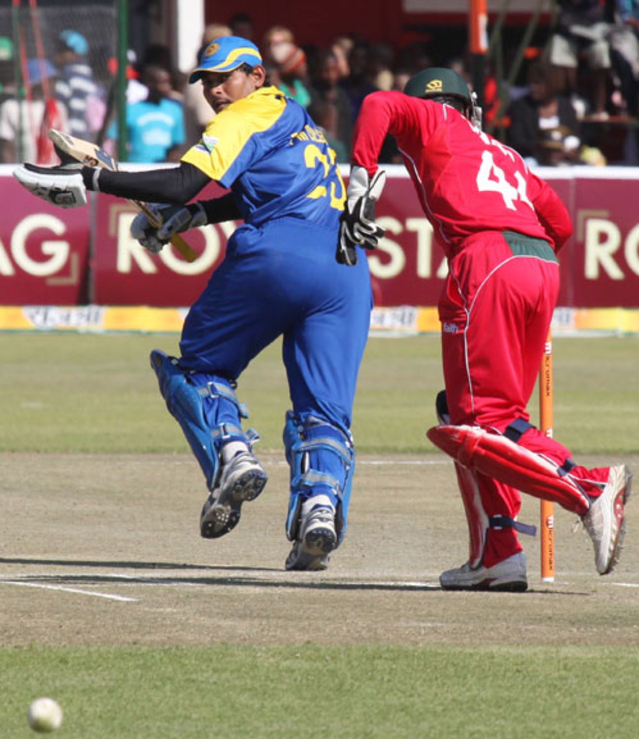Tillakaratne Dilshan plays the ball down to fine leg, Zimbabwe v Sri Lanka, Tri-Series, Final, Harare, June 9, 2010 