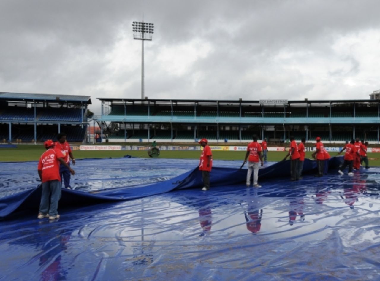 Persistent rain delayed the start of the first Test at Queen's Park Oval, West Indies v South Africa, 1st Test, Port of Spain, June 10, 2010