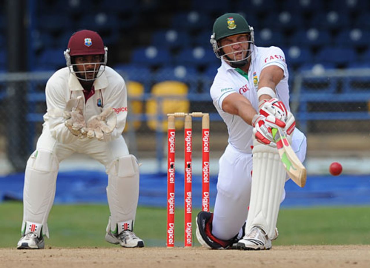 Jacques Kallis made 28 before falling lbw, West Indies v South Africa, 1st Test, Trinidad, June 11, 2010