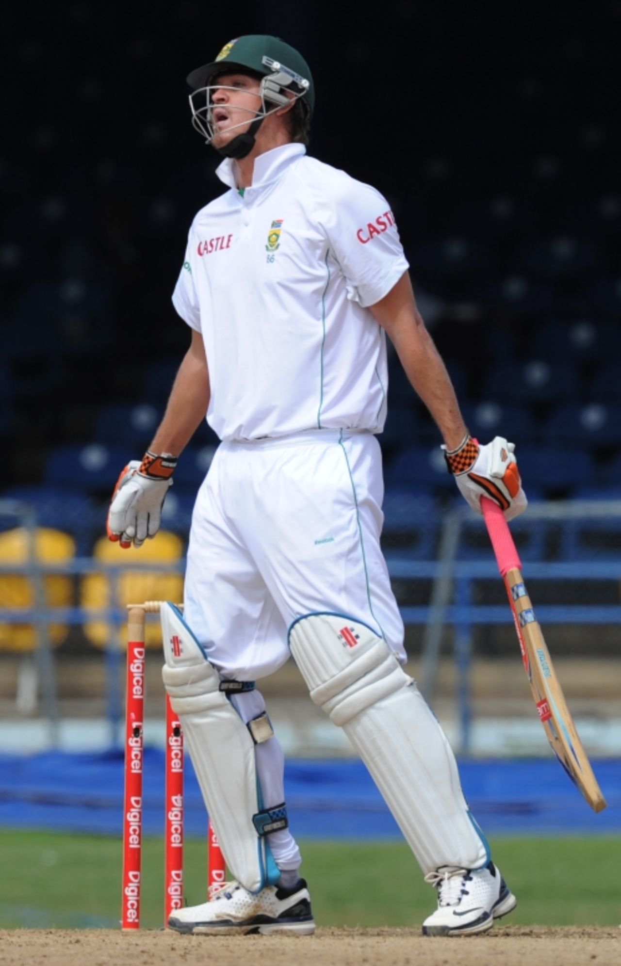 Paul Harris, batting as nightwatchman, was very disappointed when he gave his wicket away, West Indies v South Africa, 1st Test, Trinidad, June 11, 2010