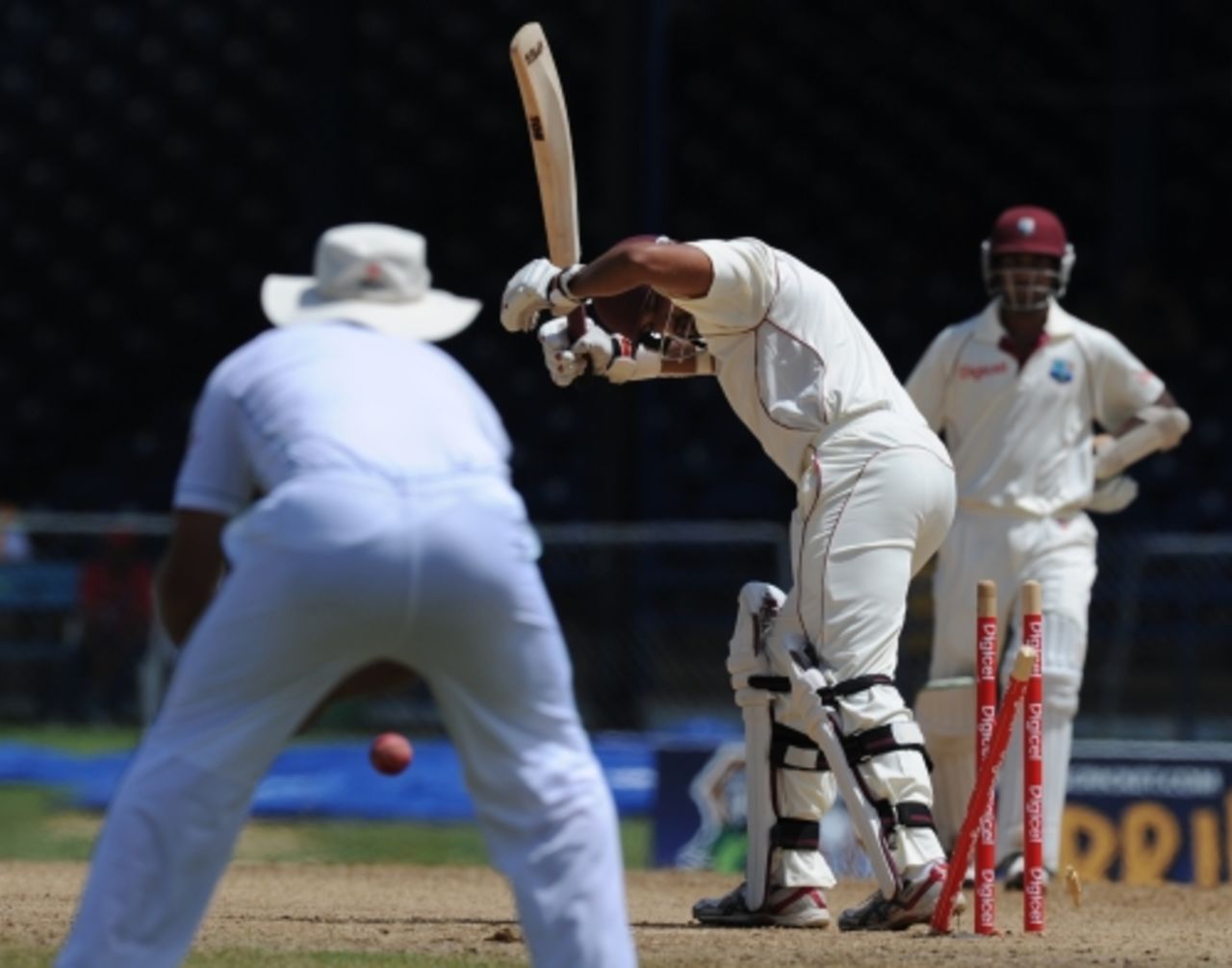 Ravi Rampaul shouldered arms, only for his off stump to be pegged back, West Indies v South Africa, 1st Test, Trinidad, June 12, 2010