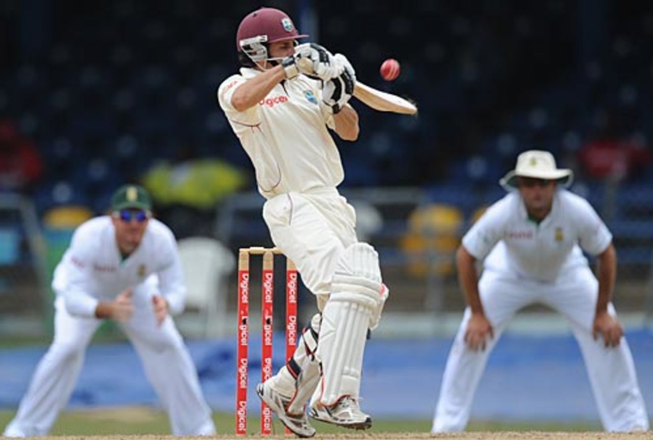Brendan Nash guides the ball over slips, West Indies v South Africa, 1st Test, Trinidad, 4th day, June 13, 2010
