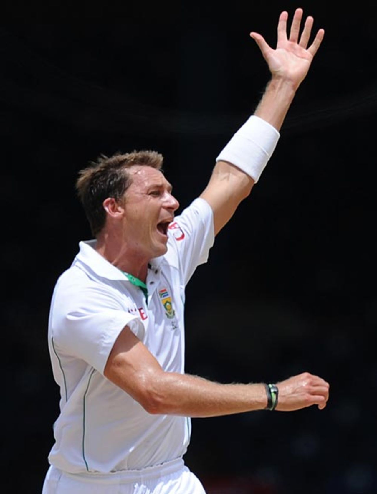 Dale Steyn is overjoyed after dismissing Brendan Nash, West Indies v South Africa, 1st Test, Trinidad, 4th day, June 13, 2010