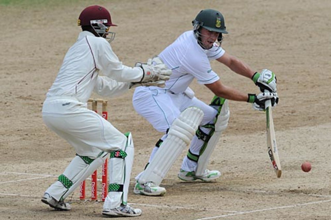 AB de Villiers guides one towards third man, West Indies v South Africa, 1st Test, Trinidad, 4th day, June 13, 2010