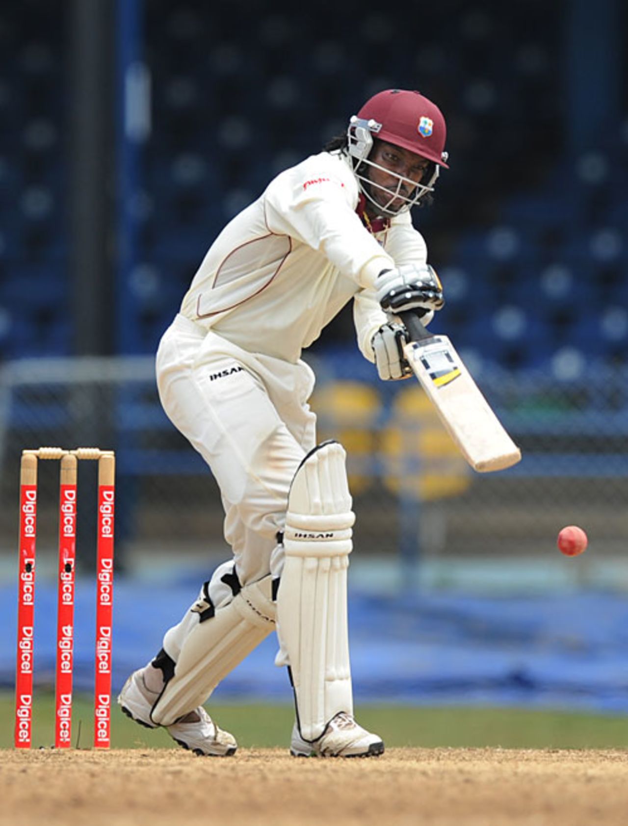 Chris Gayle stroked nine fours and a six during his 73, West Indies v South Africa, 1st Test, Trinidad, 4th day, June 13, 2010