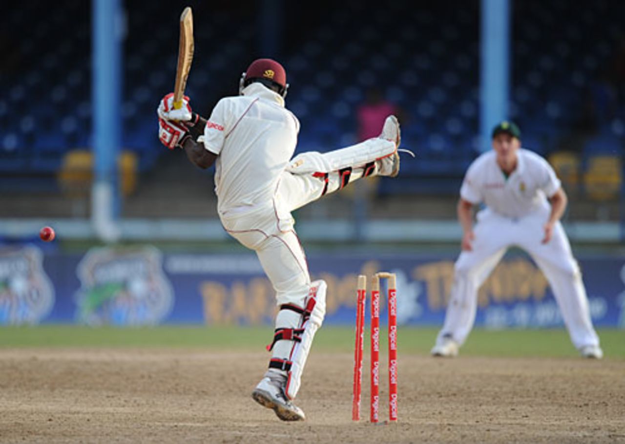 Nelon Pascal was the last man to go, bowled off a bottom edge, as South Africa completed victory, West Indies v South Africa, 1st Test, Trinidad, 4th day, June 13, 2010
