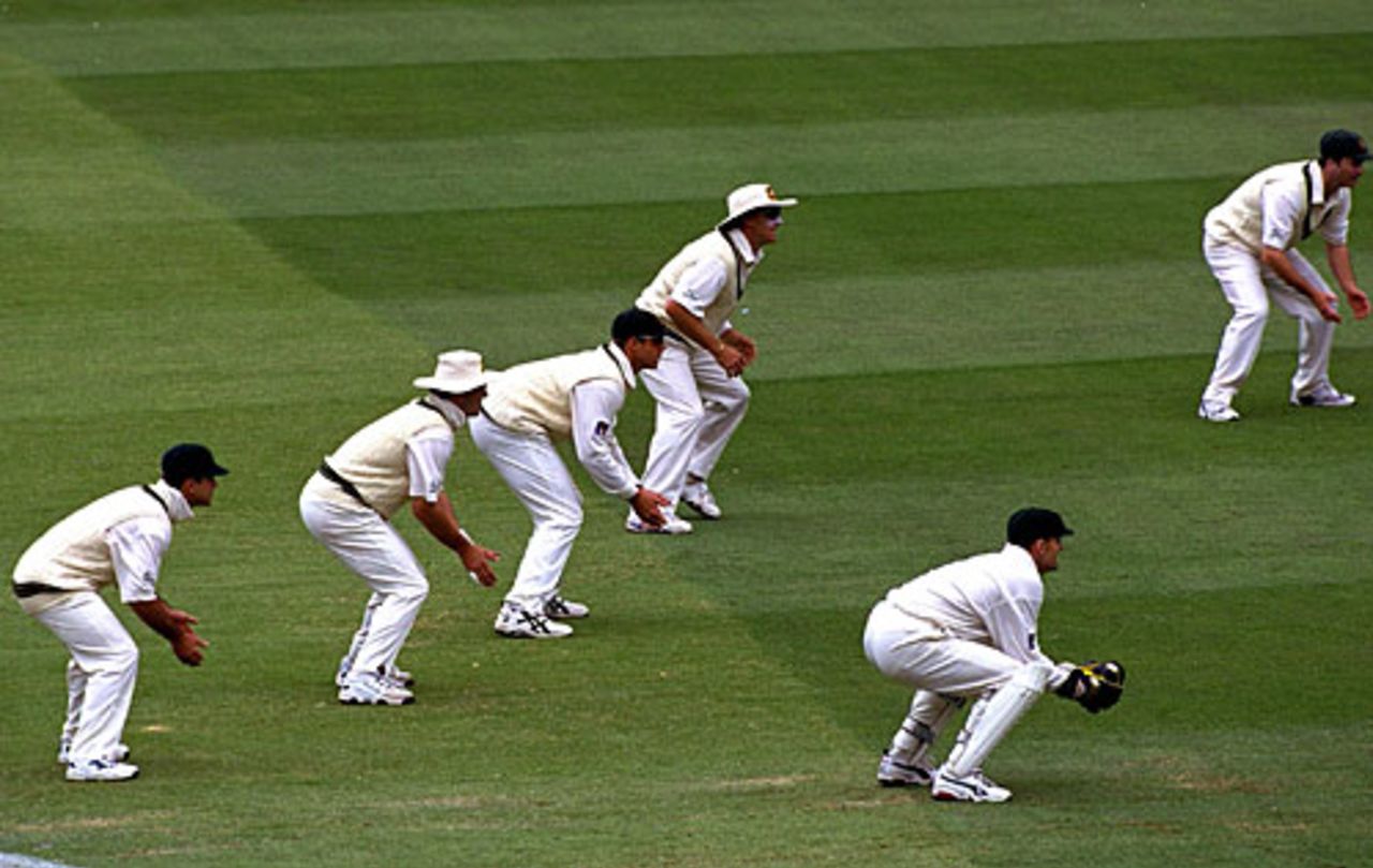 The Australian slips cordon on the attack, Australia v West Indies, 4th Test, 4th day, December 29, 2000