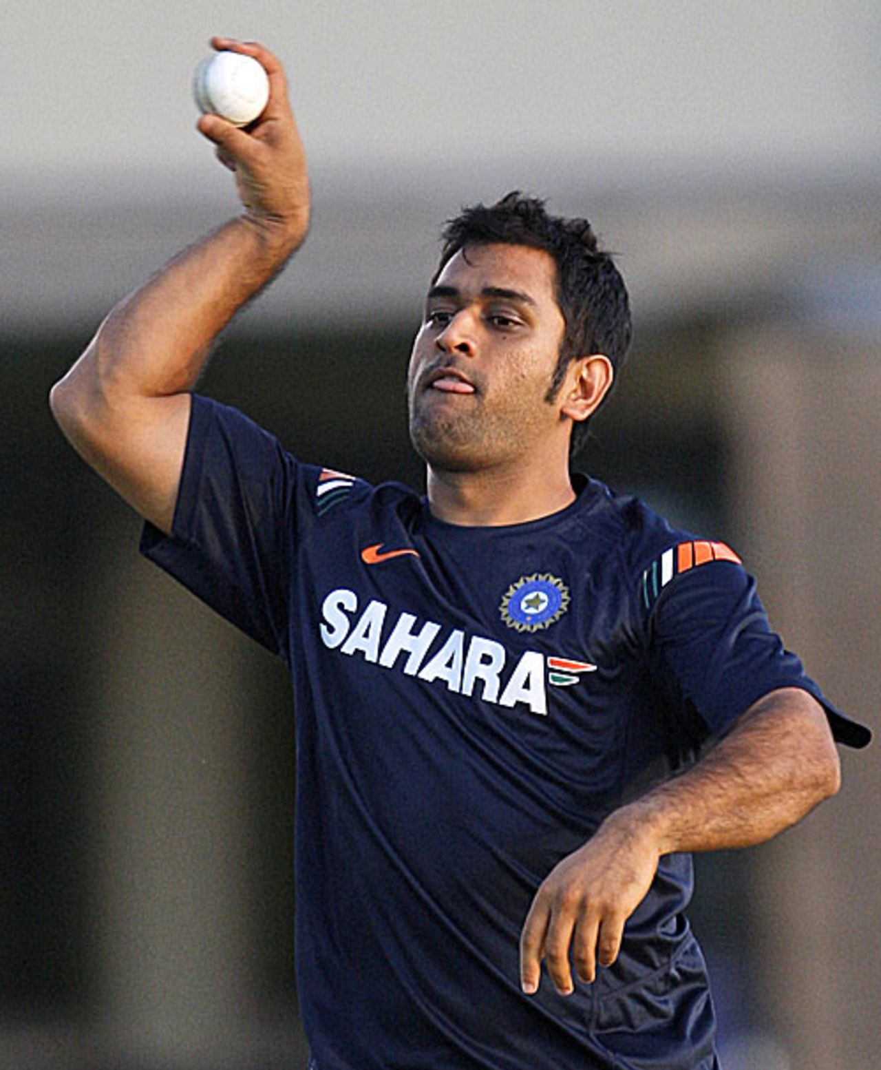 MS Dhoni bowls seam-up at the nets, Dambulla, June 14, 2010