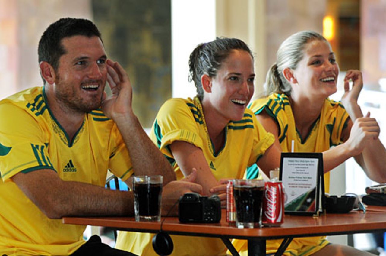 Graeme Smith watches South Africa's World Cup match against Uruguay, St Kitts, June 16, 2010