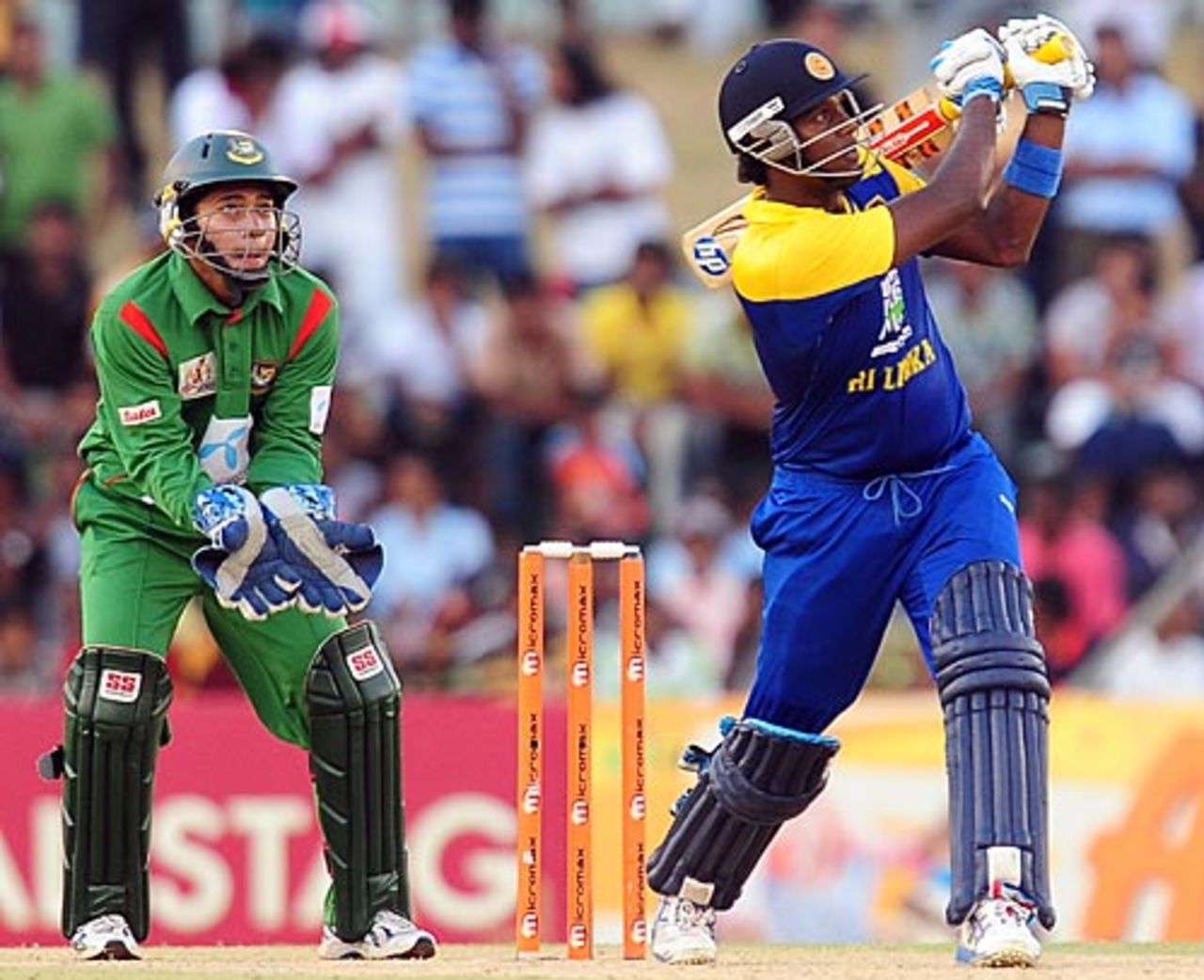 Angelo Mathews lofts over the leg side, Sri Lanka v Bangladesh, Asia Cup, Dambulla, June 18, 2010
