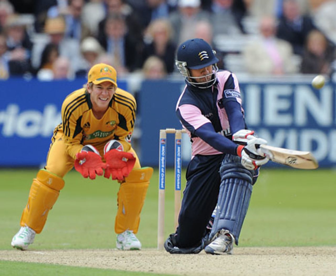 Owais Shah struck eight fours and a six during his 92, Middlesex v Australians, Tour Match, Lord's, June 19, 2010