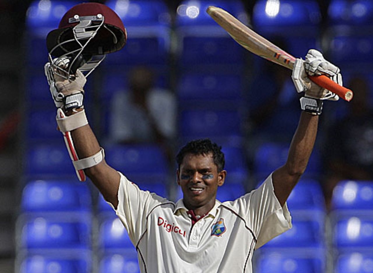 Shivnarine Chanderpaul reaches century No.22, West Indies v South Africa, 2nd Test, St Kitts, 3rd day, June 20, 2010