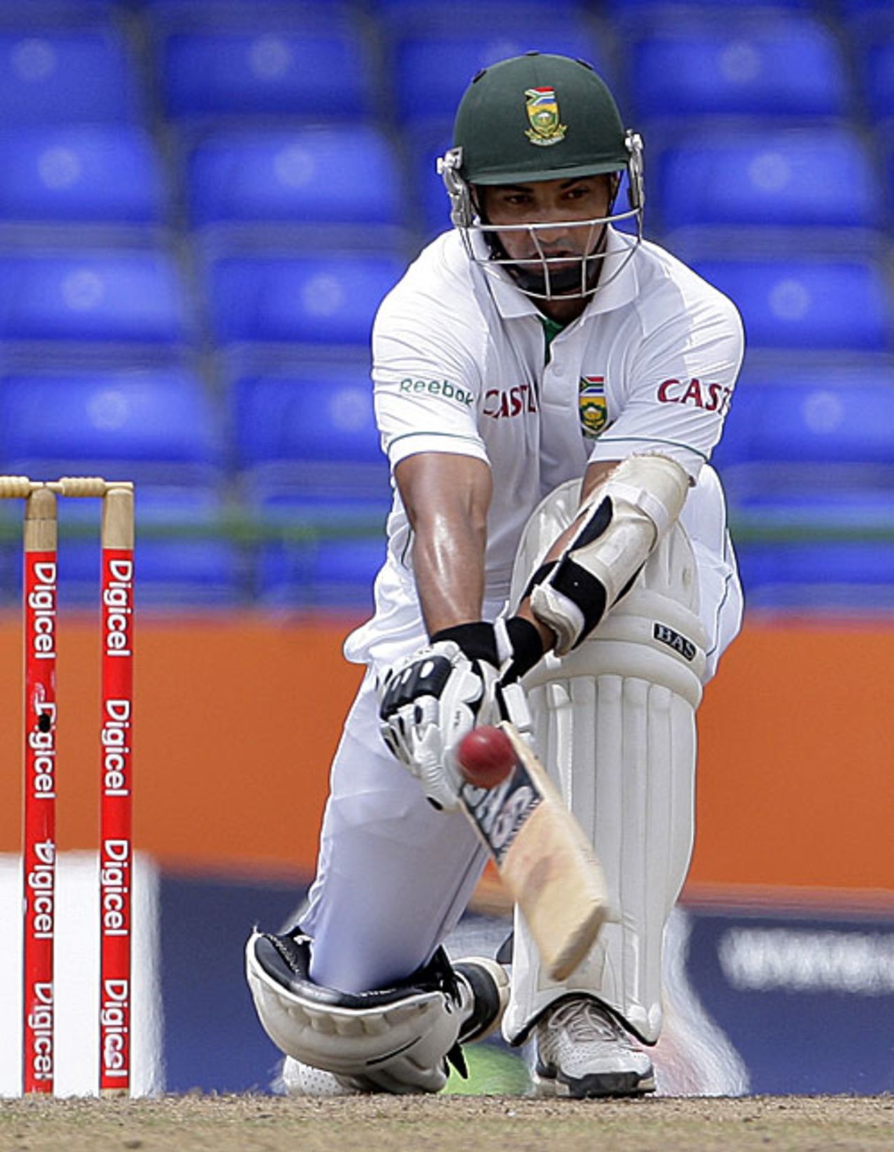 Alviro Petersen attempts the reverse sweep, West Indies v South Africa, 2nd Test, St Kitts, 5th day, June 22, 2010