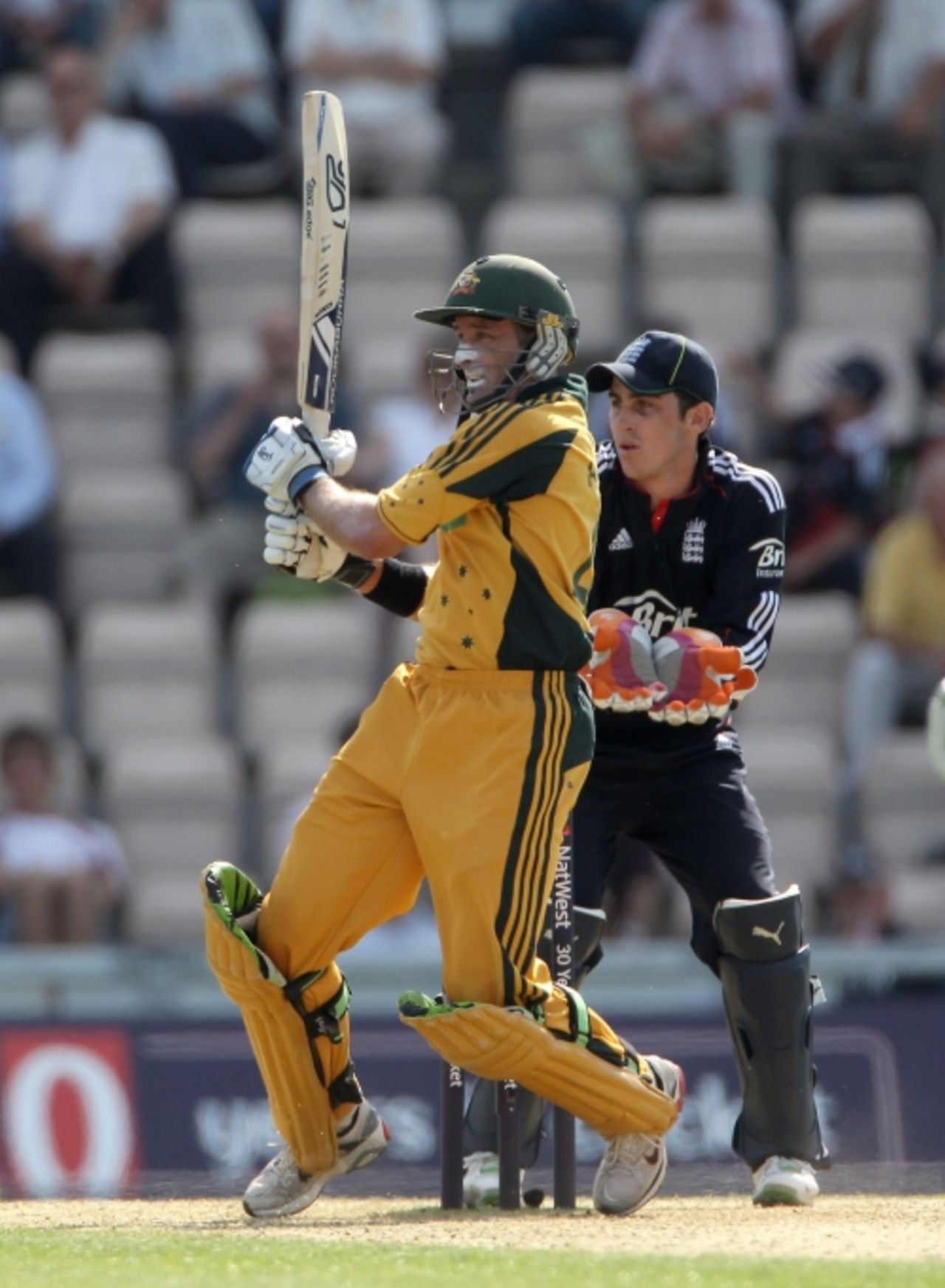Mike Hussey scored 28, putting on 70 for the fifth wicket with Michael Clarke, England v Australia, 1st ODI, Rose Bowl, June 22, 2010