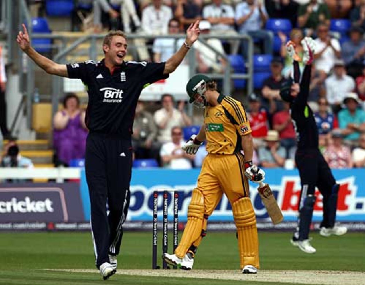Stuart Broad had Tim Paine caught down the leg side, England v Australia, 2nd ODI, Cardiff, June 24, 2010