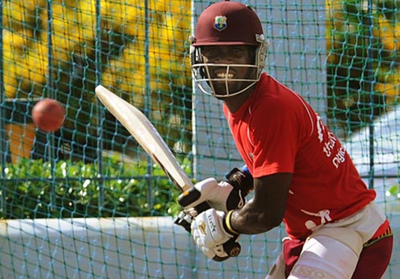 Dale Richards at the nets ahead of the third Test against South Africa, Barbados, June 24, 2010