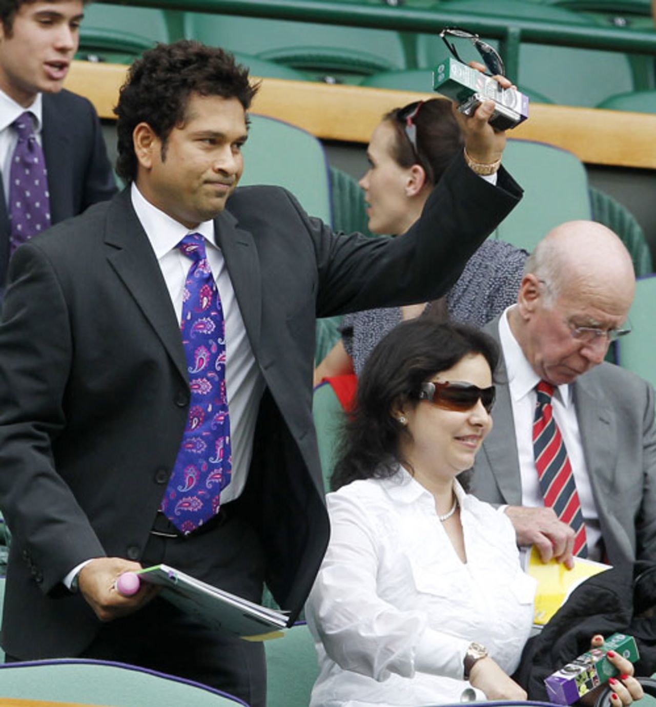 Sachin Tendulkar acknowledges the cheers at Centre Court, Wimbledon, June 26, 2010