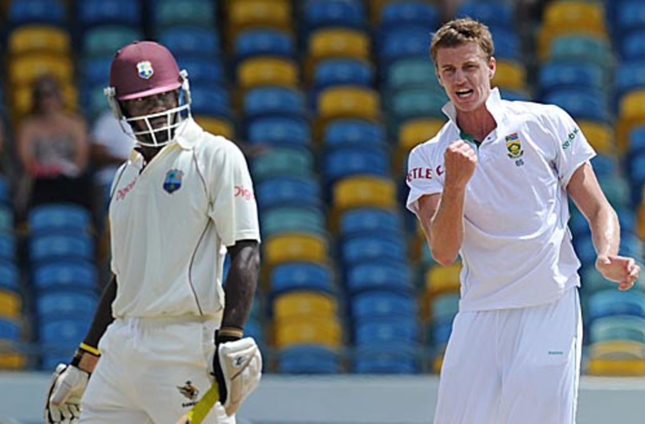 Morne Morkel trapped Dale Richards in front, West Indies v South Africa, 3rd Test, Barbados, 1st day, June 26, 2010