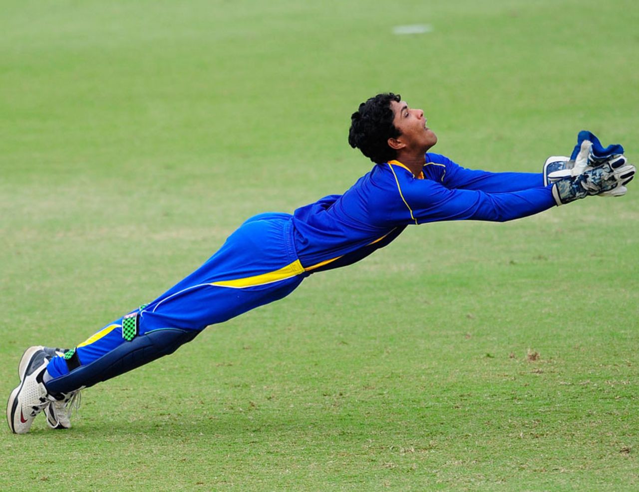 Dinesh Chandimal dives to pouch a catch, Australia A v Sri Lanka A, Twenty20, Townsville, July 2, 2010 