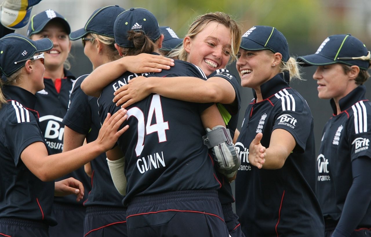 Danielle Hazell celebrates one of her three wickets against New Zealand, England Women v New Zealand Women, 3rd Twenty20, Hove, July 2, 2010