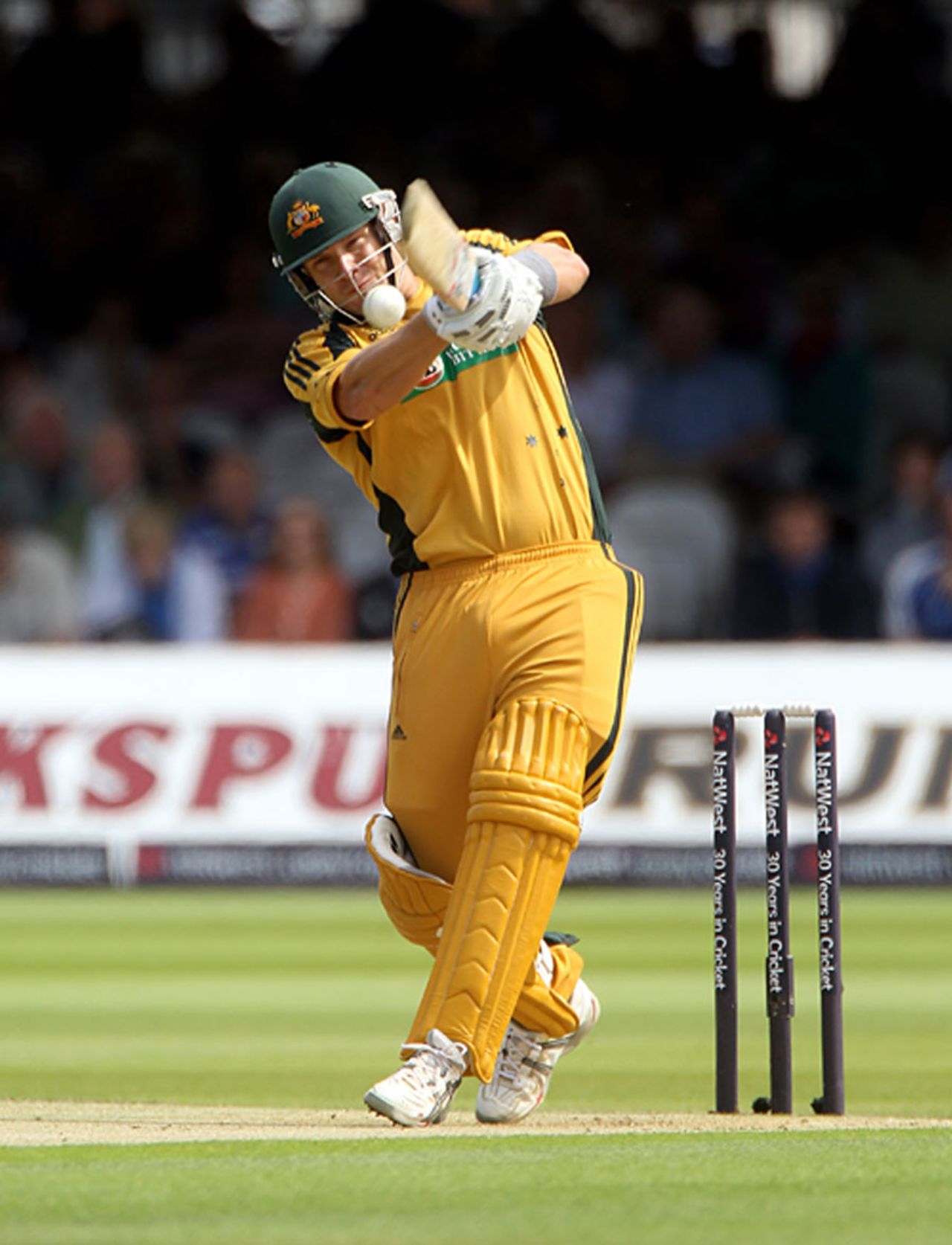 Shane Watson hit a couple of boundaries but was otherwise very circumspect against the new ball, England v Australia, 5th ODI, Lord's, July 3, 2010