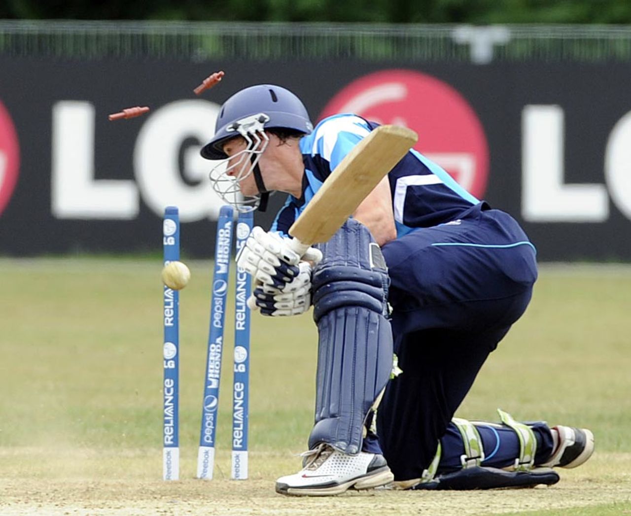 Richie Berrington scored a half-century before being bowled, Canada v Scotland, ICC WCL Division 1, Amstelveen, July 3 2010