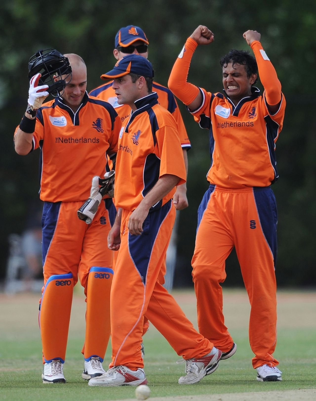 Adeel Raja celebrates one of his two wickets against Canada, Netherlands v Canada, ICC WCL Division 1, Rotterdam, July 5 2010