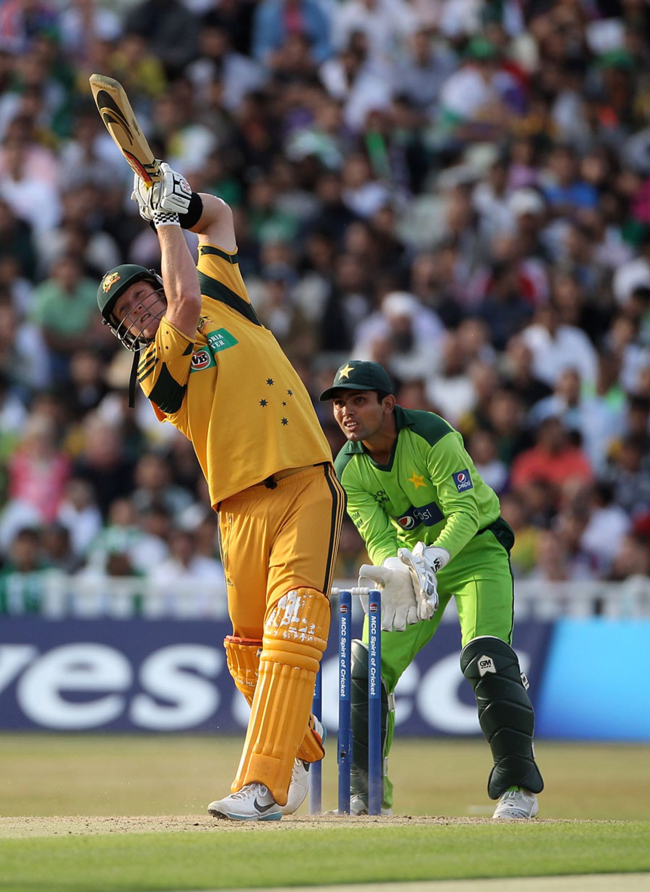 Cameron White struck Afridi for a booming six down the ground, Pakistan v Australia, 2nd Twenty20, Edgbaston, July 6 2010