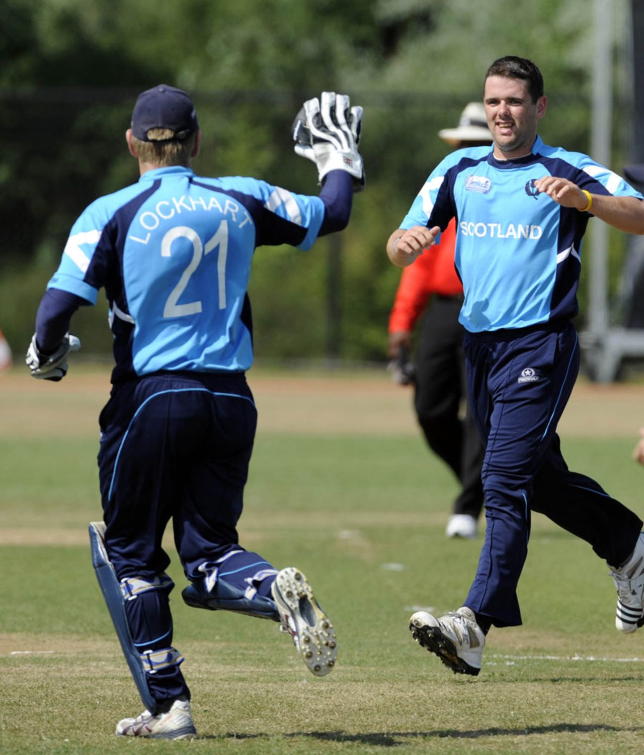 Scotland's George Goudie celebrates a wicket, Afghanistan v Scotland, ICC WCL Division 1, Rotterdam, July 9, 2010 